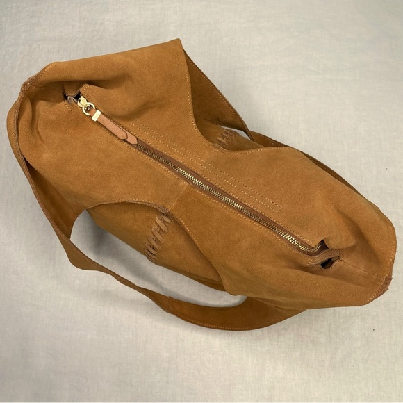 SOLD NWOT Boden Tan Suede Stitch Detail Hobo Bag A1141 Large Brown Slouchy Purse - Picture 11 of 16
